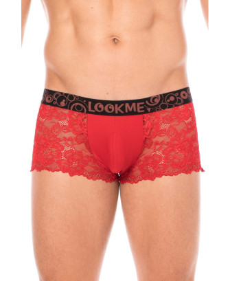 Boxer rouge en dentelle délicate 